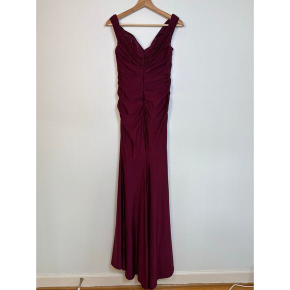 La Femme No 28450 Off the Shoulder Evening Gown Dress Size 8 Ruched Prom NWT - Picture 5 of 15